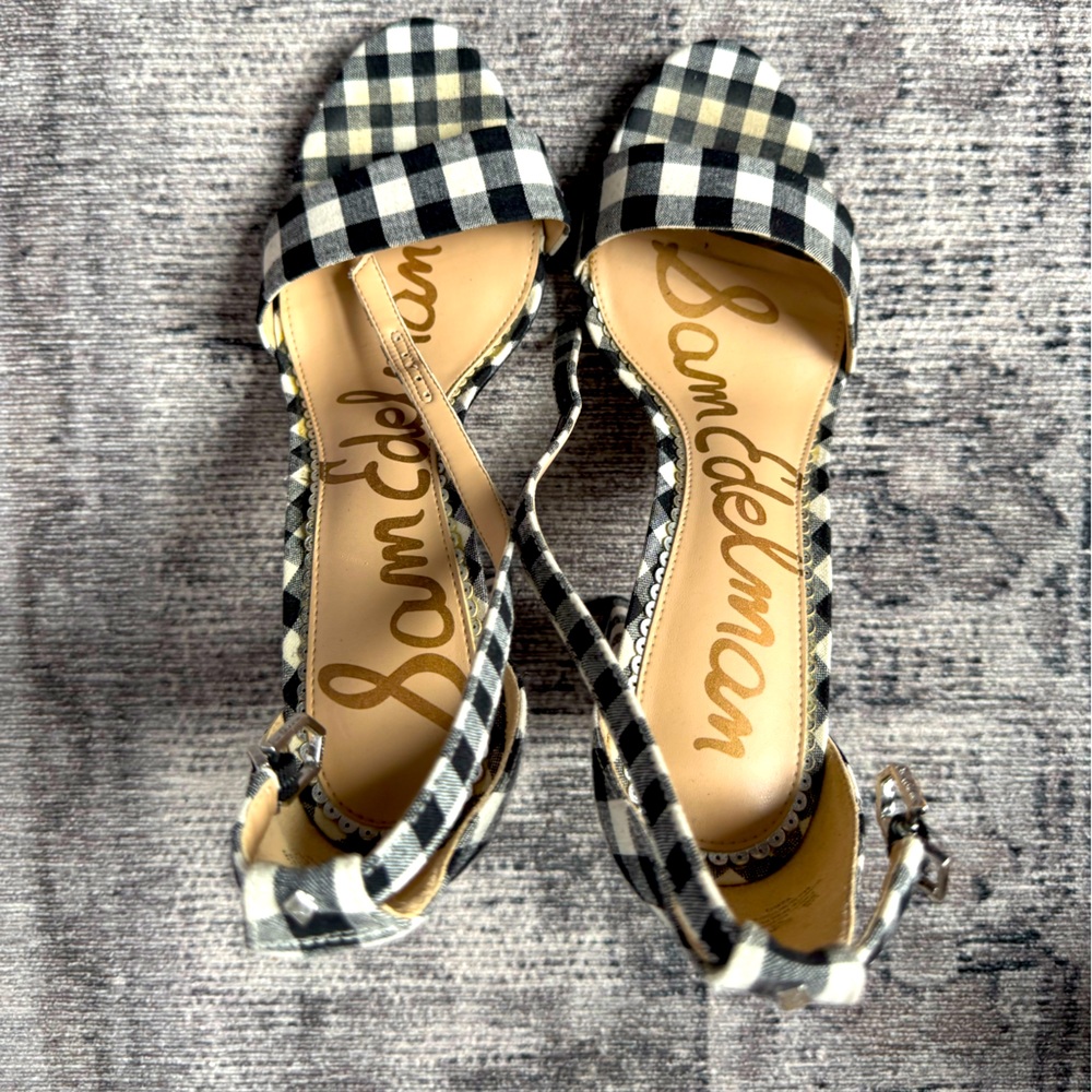 Sam Edelman Black and White Checkered Women's Sandals